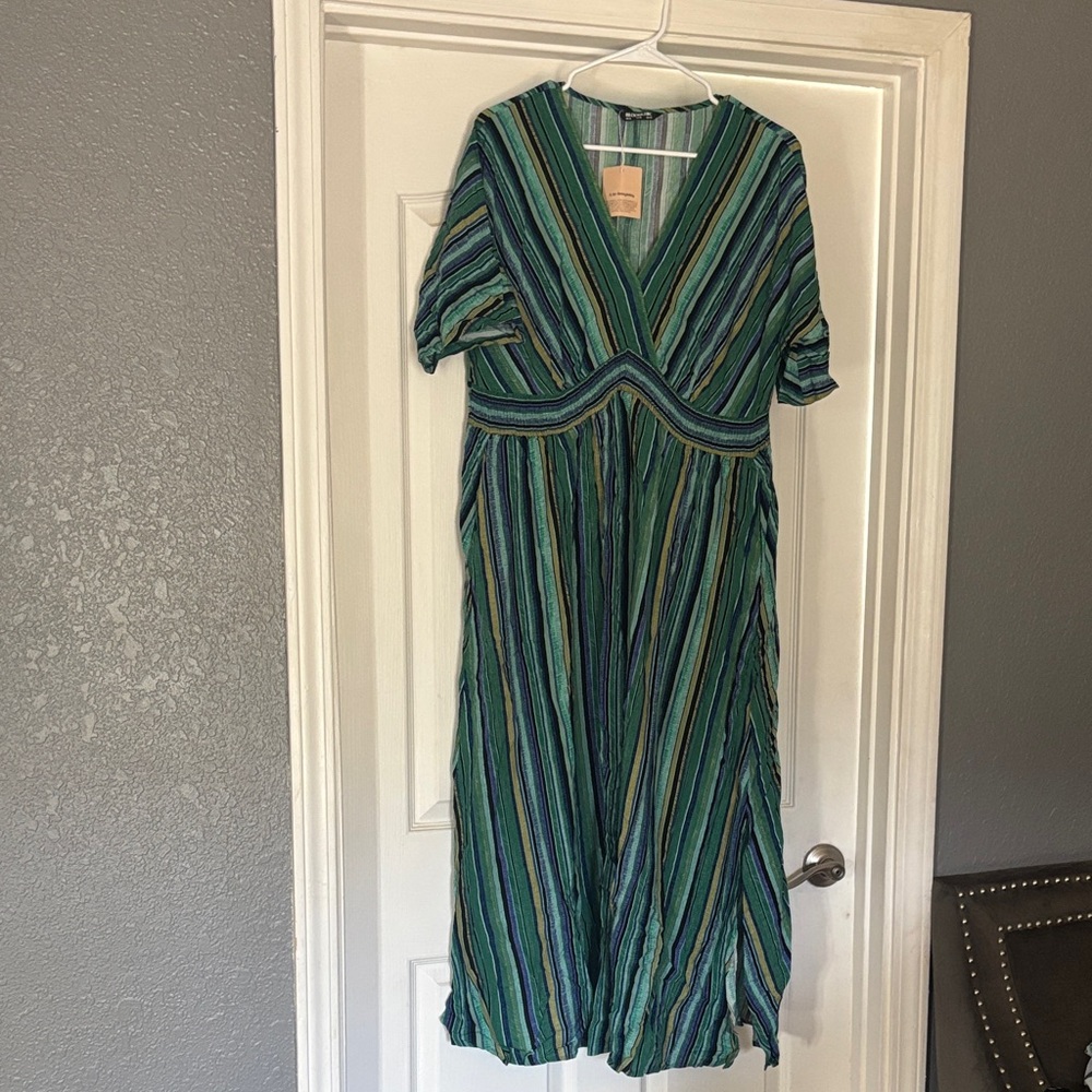 BloomChic Multicolor Striped Midi Dress
